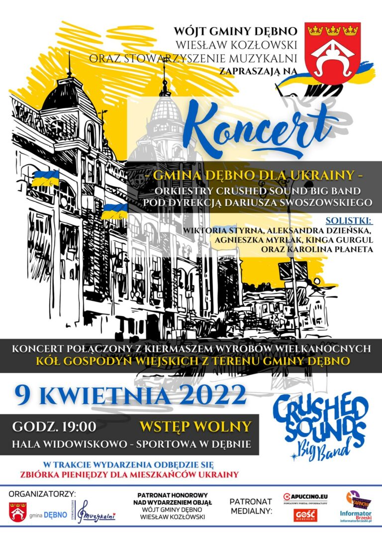 Koncert charytatywny „Gmina Dębno dla Ukrainy” już 9 kwietnia!